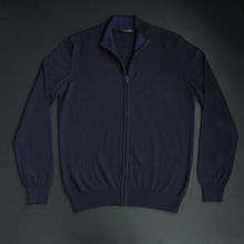 Pulover bărbătesc Premium Zip-UP - Bleumarin închis