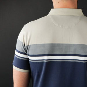 Tricou Polo pentru bărbați - Ares - CLASS - Grej cu bleumarin și gri