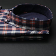 Cămașă bărbătească - Eduard - Portocaliu cu bleumarin și bej