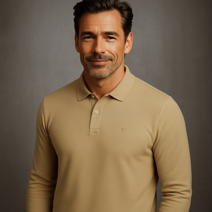 Tricou cu mânecă lungă pentru bărbați - Ares - Urban POLO - Bej