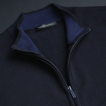 Pulover bărbătesc Premium Zip-UP - Bleumarin închis