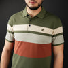 Tricou Polo pentru bărbați - Ares - ROCCO - Kaki cu bej