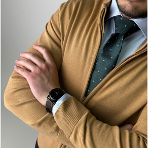 Pulover bărbătesc Premium Zip-UP - Muștar
