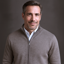 Pulover bărbătesc Premium Zip-UP - Bej închis