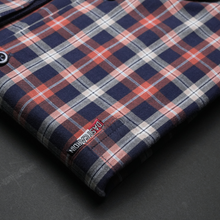 Cămașă bărbătească - Eduard - Portocaliu cu bleumarin și bej