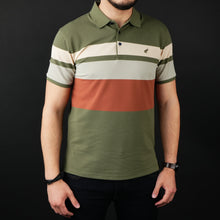 Tricou Polo pentru bărbați - Ares - ROCCO - Kaki cu bej