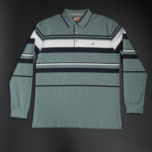 Tricou cu mânecă lungă pentru bărbați - Ares - Urban STRIPE - Verde pal cu alb