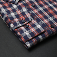 Cămașă bărbătească - Eduard - Portocaliu cu bleumarin și bej