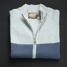 Pulover cu fermoar Ares - ATLAS - Gri cu albastru și bleumarin