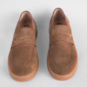 Pantofi bărbătești din piele - DeVille - Maro Cognac - Velur