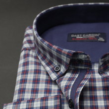 Cămașă bărbătească - Bibescu - Alb cu bleumarin și roșu