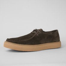 Pantofi bărbătești din piele - Folk - Maro ciocolată velur