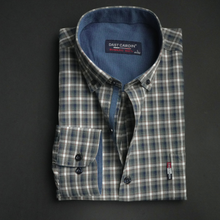 Cămașă pentru bărbați - Brescia - Verde cu bleumarin și cărămiziu