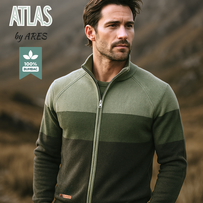 Pulover cu fermoar Ares - ATLAS - Nuanțe de kaki