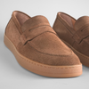 Pantofi bărbătești din piele - DeVille - Maro Cognac - Velur