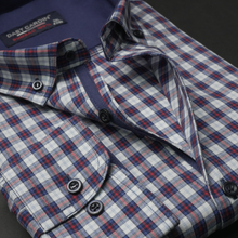 Cămașă bărbătească - Bibescu - Alb cu bleumarin și roșu