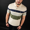 Tricou Polo pentru bărbați - Ares - ROCCO - Bej cu bleumarin