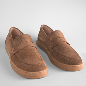 Pantofi bărbătești din piele - DeVille - Maro Cognac - Velur