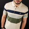 Tricou Polo pentru bărbați - Ares - ROCCO - Bej cu bleumarin