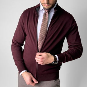 Pulover bărbătesc Premium Zip-UP - Vișiniu