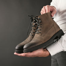 Ghete vintage din piele naturală velur - Gary - Bej - WAX Effect