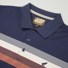 Tricou Polo pentru bărbați - ARES - CAPRI - Bleumarin cu bej și cărămiziu