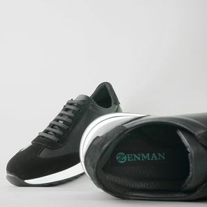 Pantofi bărbătești din piele - Prestige+ - Negru cu alb