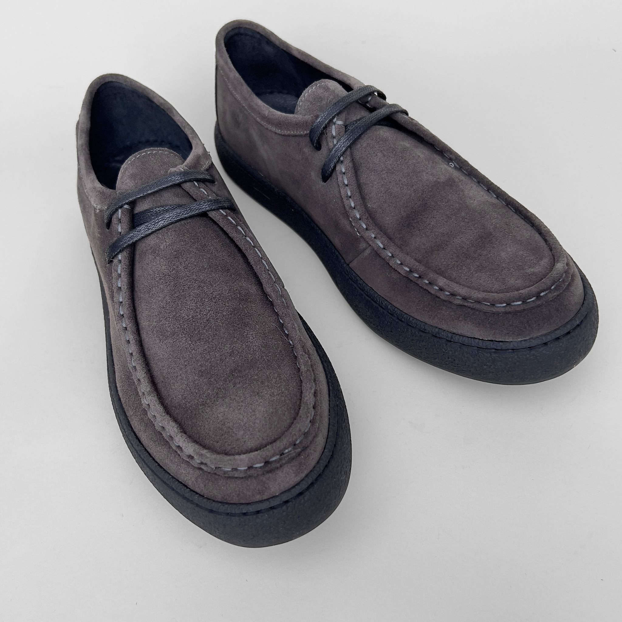 Pantofi bărbătești din piele - Folk - Gri Urban - Velur – Zenman