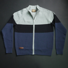 Pulover cu fermoar Ares - ATLAS - Gri cu bleumarin și albastru