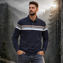 Tricou cu mânecă lungă pentru bărbați - Ares - Urban STRIPE - Bleumarin cu gri