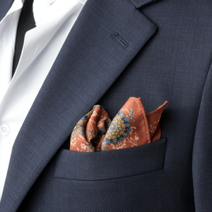 Batistă de buzunar - Cărămiziu cu albastru - Model Paisley - M2