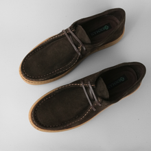 Pantofi bărbătești din piele - Folk - Maro ciocolată velur