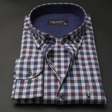 Cămașă bărbătească - Bibescu - Alb cu bleumarin și roșu