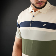 Tricou Polo pentru bărbați - Ares - ROCCO - Bej cu bleumarin