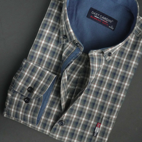 Cămașă pentru bărbați - Brescia - Verde cu bleumarin și cărămiziu