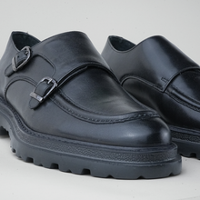 Pantofi bărbătești din piele - Double Monk ARMY - Negru