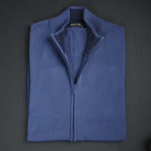 Pulover bărbătesc Premium Zip-UP - Albastru închis