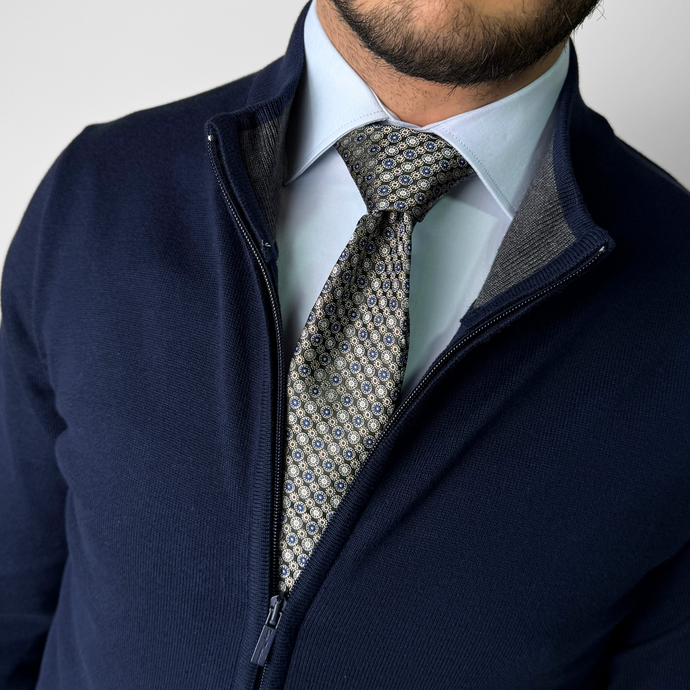 Pulover bărbătesc Premium Zip-UP - Bleumarin