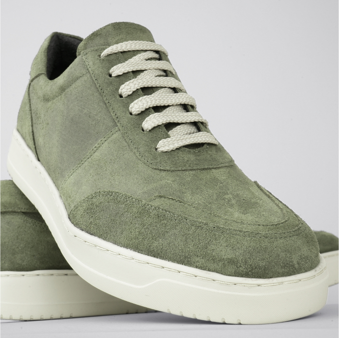 Pantofi bărbătești din piele - Urban FLEX - Verde Velur - Wax EFFECT