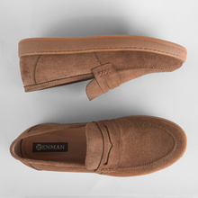 Pantofi bărbătești din piele - DeVille - Maro Cognac - Velur