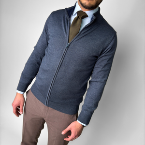 Pulover bărbătesc Premium Zip-UP - Gri petrol