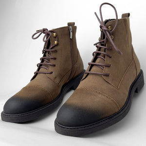 Ghete vintage din piele naturală velur - Gary - Bej- WAX Effect