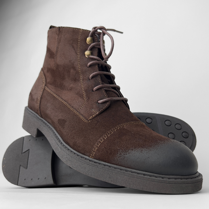 Ghete vintage din piele naturală - Gary - Maro Velur - WAX Effect
