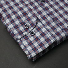 Cămașă bărbătească - Bibescu - Alb cu bleumarin și roșu