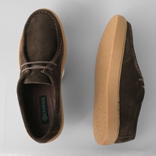 Pantofi bărbătești din piele - Folk - Maro ciocolată velur