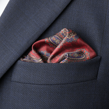 Batistă de buzunar - Vișiniu cu bleumarin - Model Paisley - M4