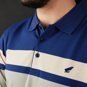 Tricou Polo pentru bărbați - Ares - ROCCO - Bleumarin cu bej