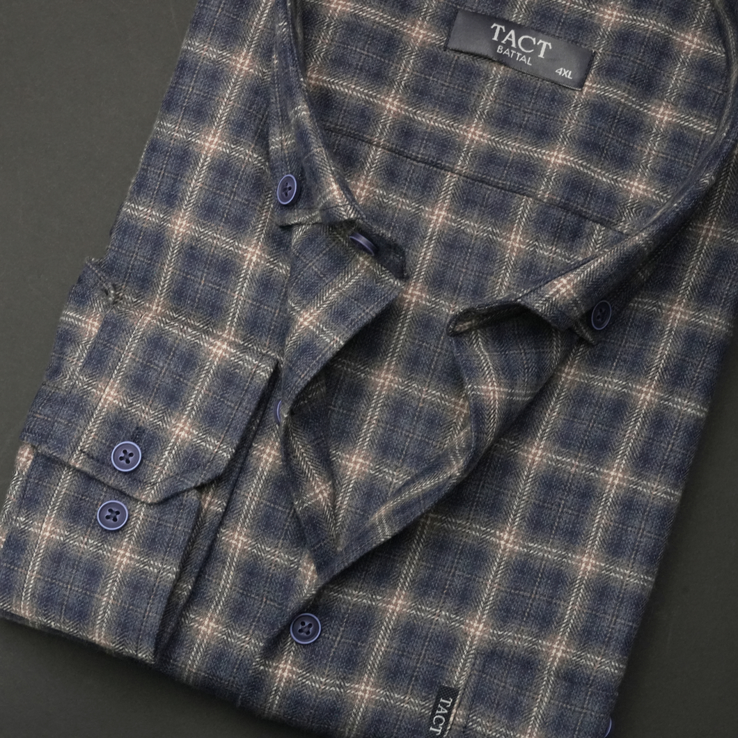 Cămașă groasă pentru bărbați - Timișoara - Bleumarin cu maro