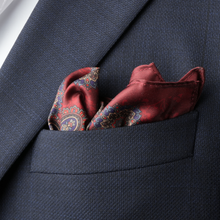 Batistă de buzunar - Vișiniu cu bleumarin - Model Paisley - M4