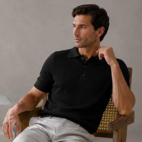 Tricou pentru bărbați - C. Baybars - ARISTOCRAT Waffle - Negru